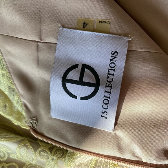 JS Collections Floral Embroidered Mesh Illusion Mermaid Gown - Picture 8 of 10